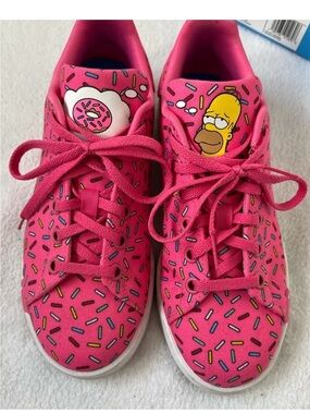 Adidas Stan Smith Homer Simpson Donut Sneakers Women’s 6 Rare Pink Sprinkle